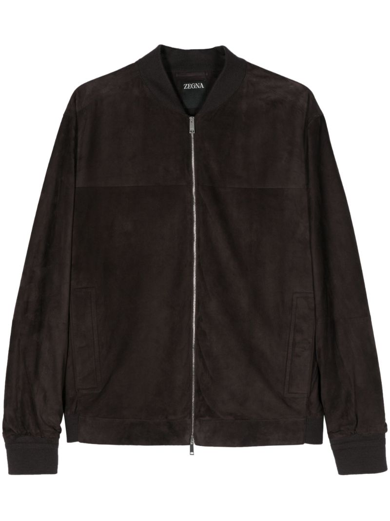 Brown Suede Bomber Jacket