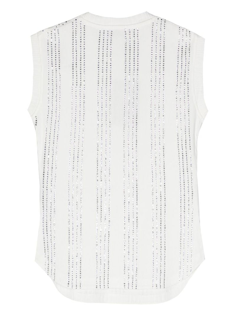 White Crystal Cotton Tank Top