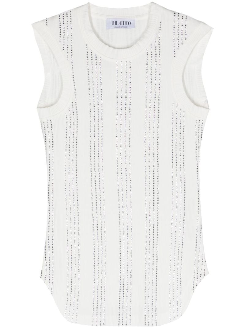 White Crystal Cotton Tank Top