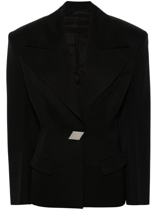 Black Single-breasted Wool Blazer
