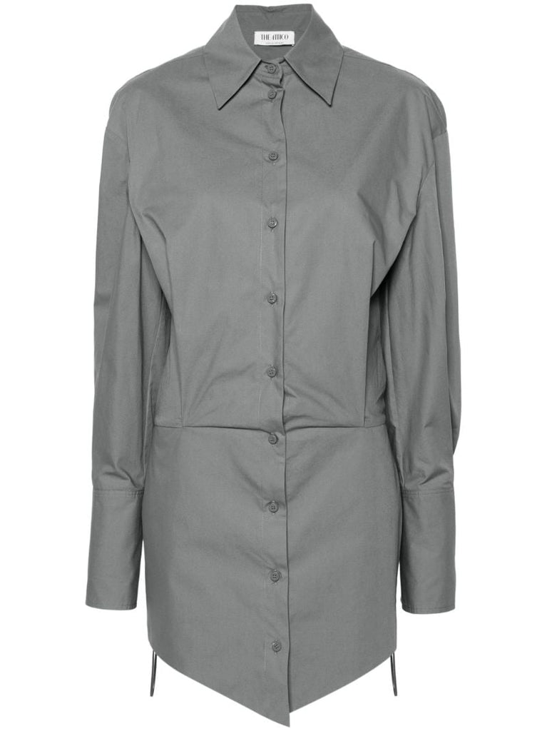 Grey Layered Cotton Shirt Dress
