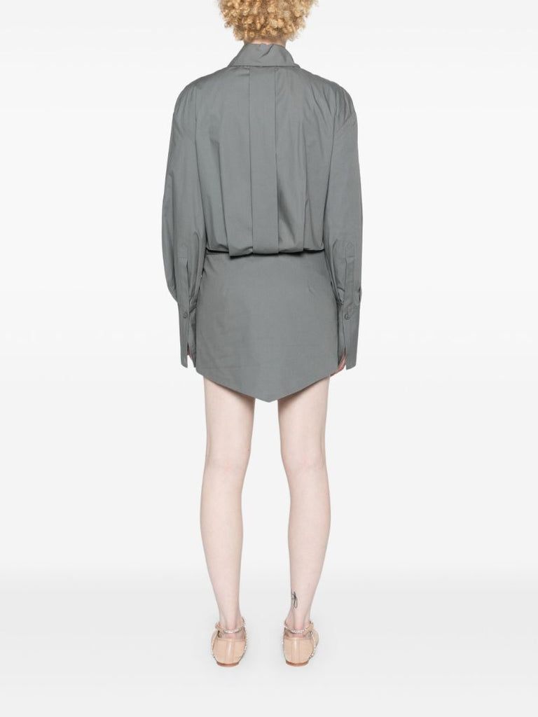 Grey Layered Cotton Shirt Dress