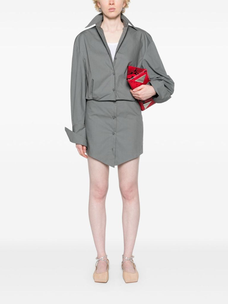 Grey Layered Cotton Shirt Dress