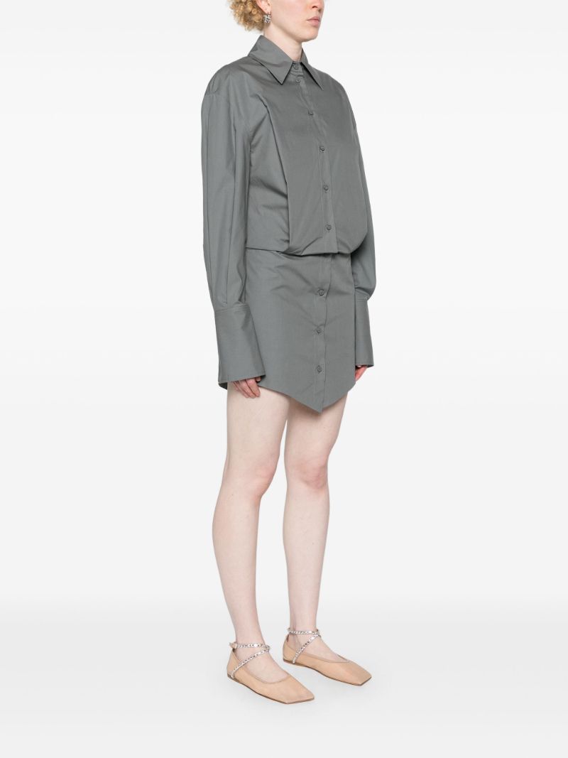 Grey Layered Cotton Shirt Dress