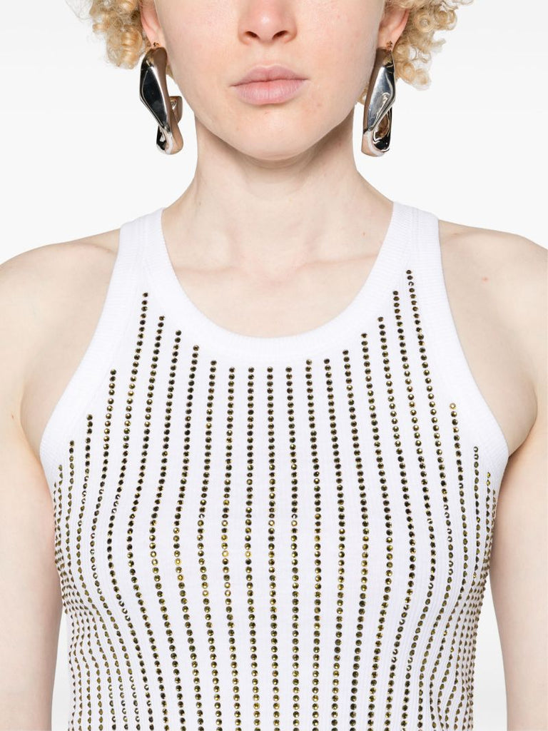 White Crystal Cotton Tank Top