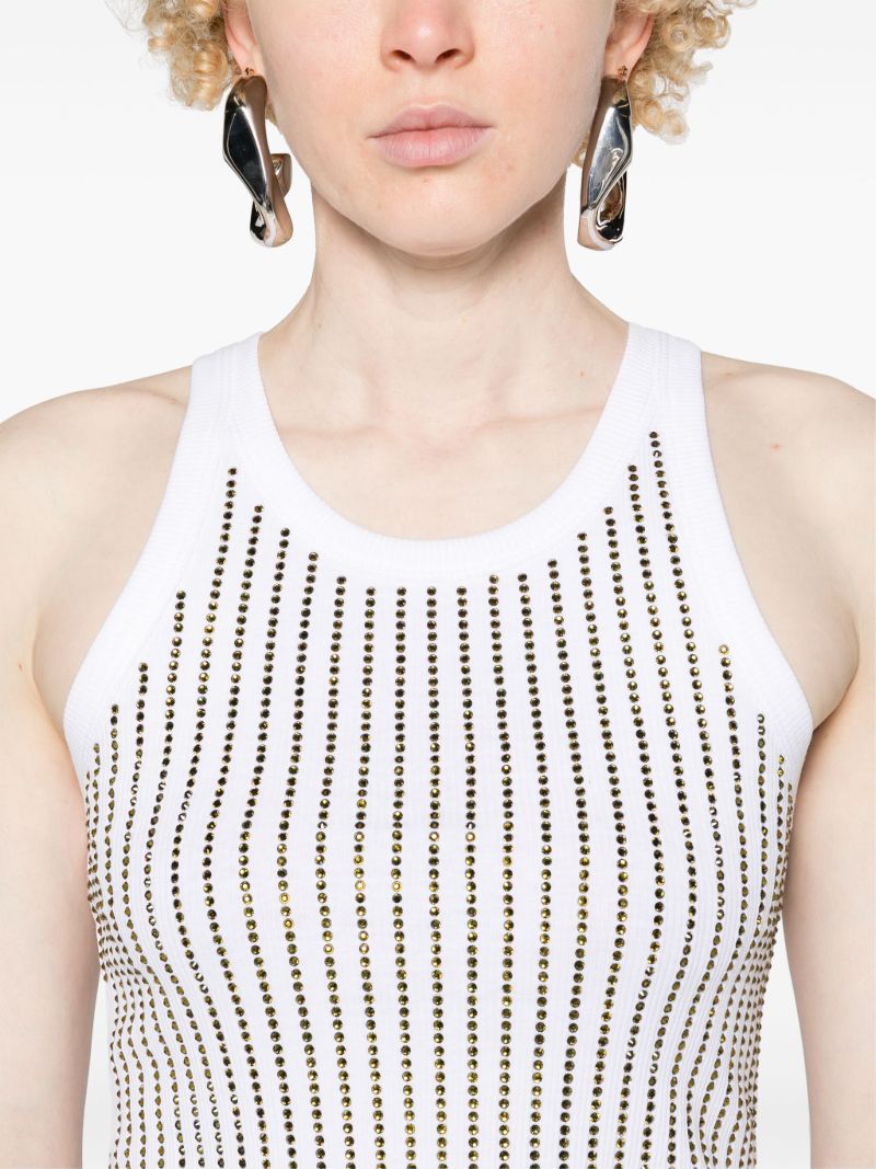 White Crystal Cotton Tank Top