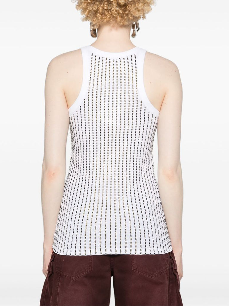 White Crystal Cotton Tank Top