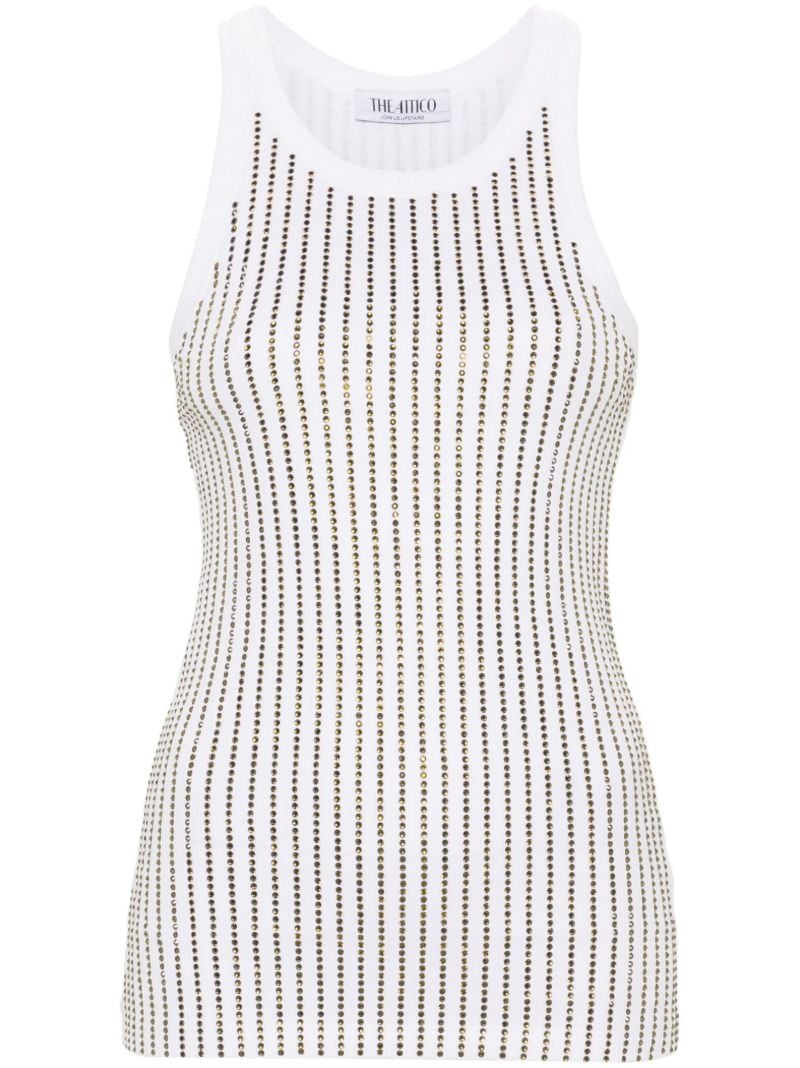 White Crystal Cotton Tank Top