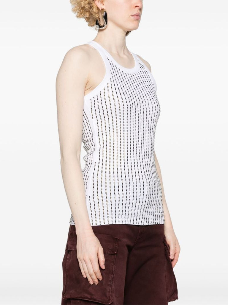 White Crystal Cotton Tank Top