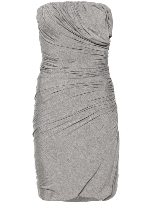 Grey Ruched Jersey Mini Dress