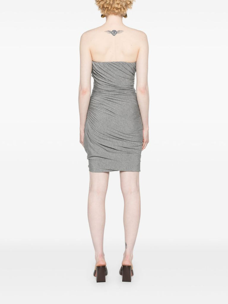 Grey Ruched Jersey Mini Dress