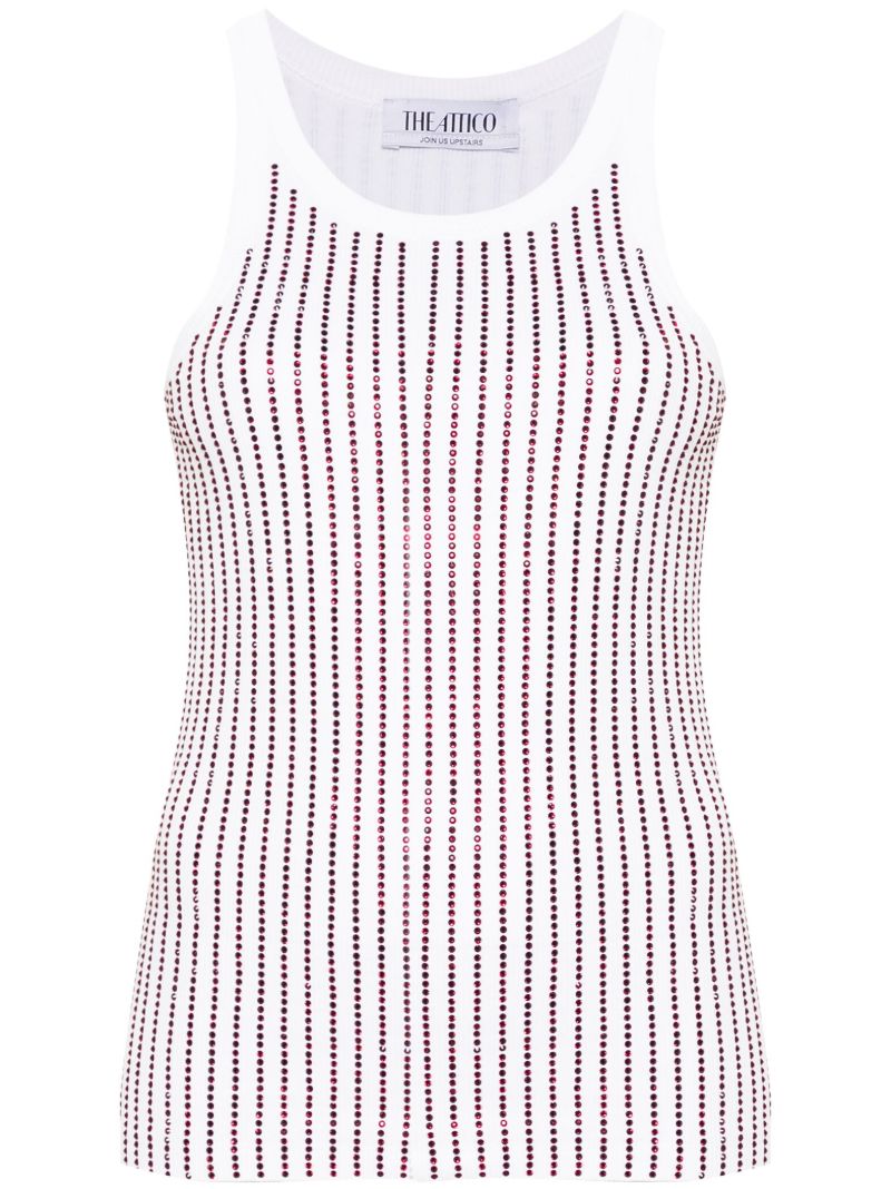 White Crystal Cotton Tank Top