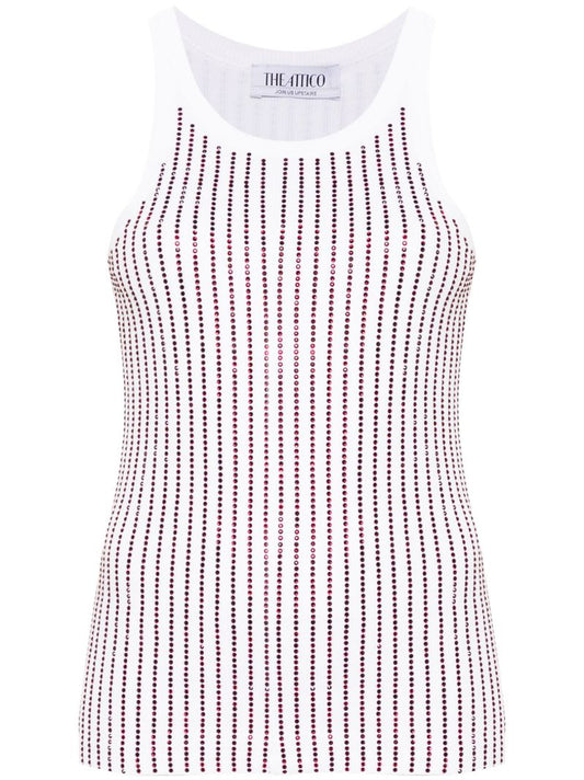 White Crystal Cotton Tank Top