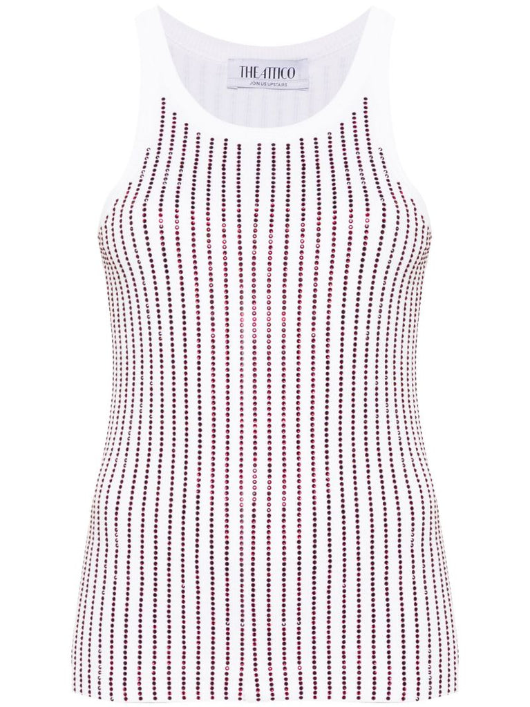 White Crystal Cotton Tank Top
