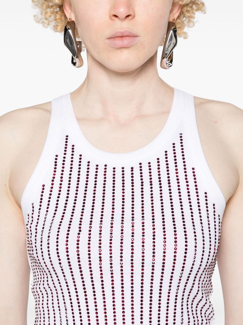 White Crystal Cotton Tank Top