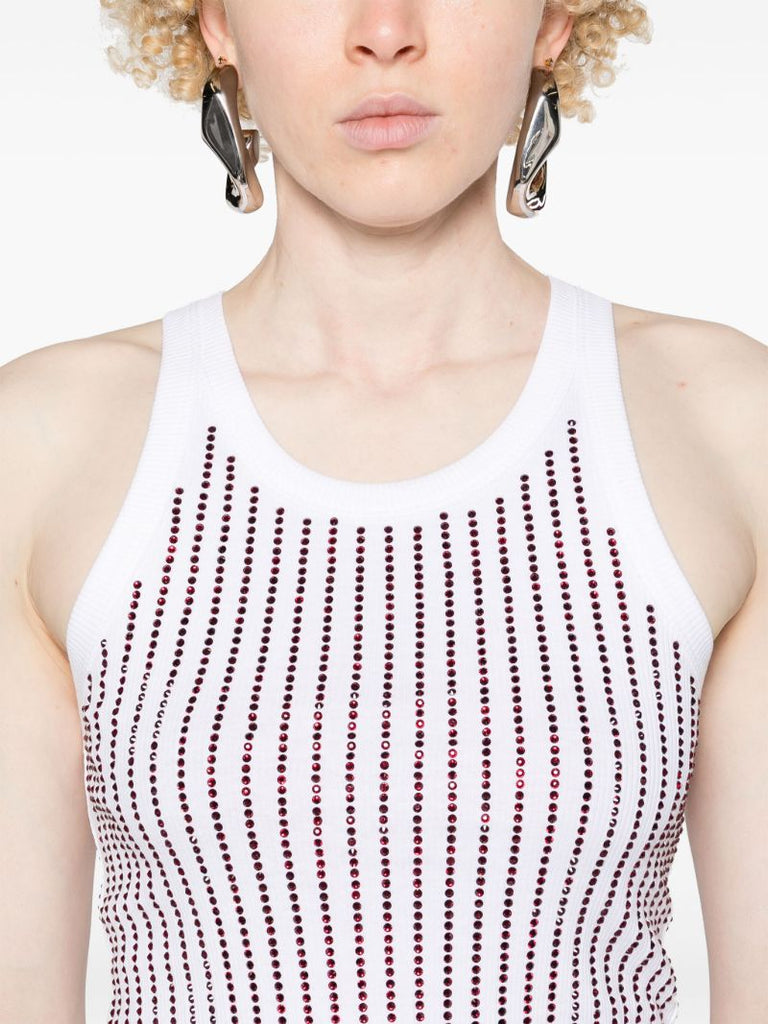 White Crystal Cotton Tank Top