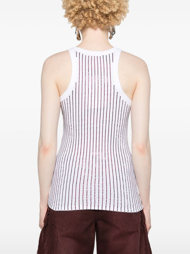 White Crystal Cotton Tank Top