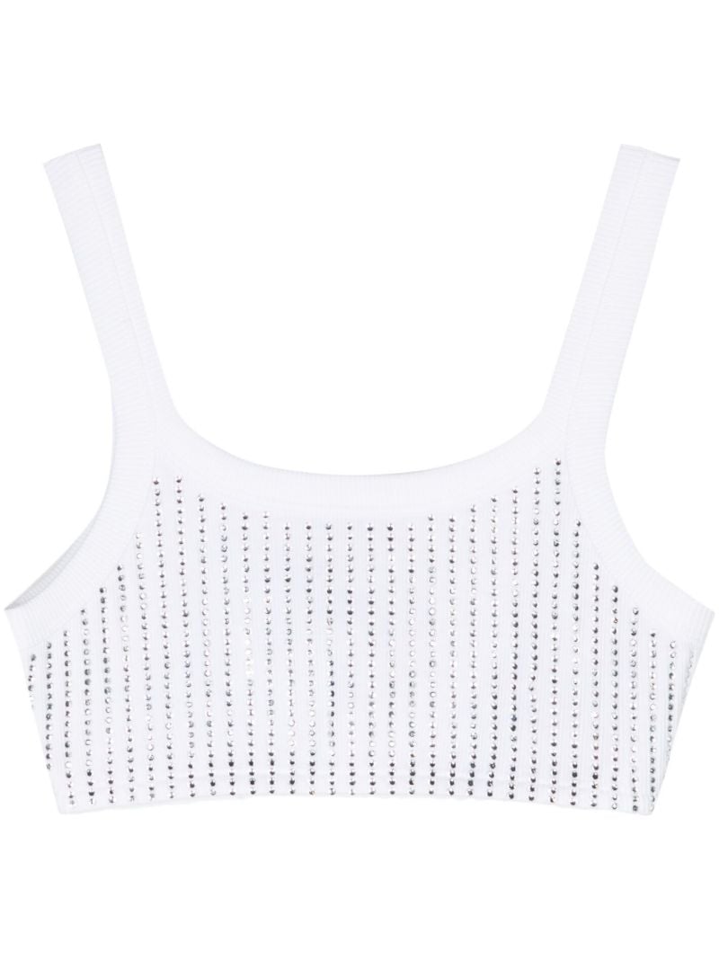 White Crystal Cropped Tank Top