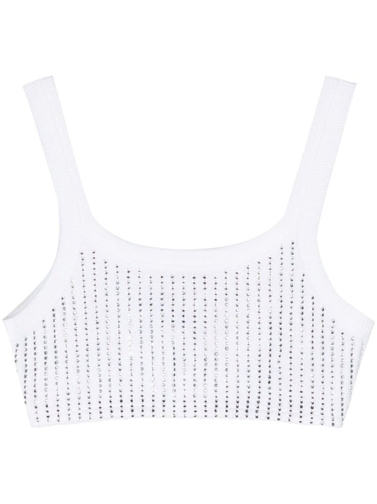 White Crystal Cropped Tank Top
