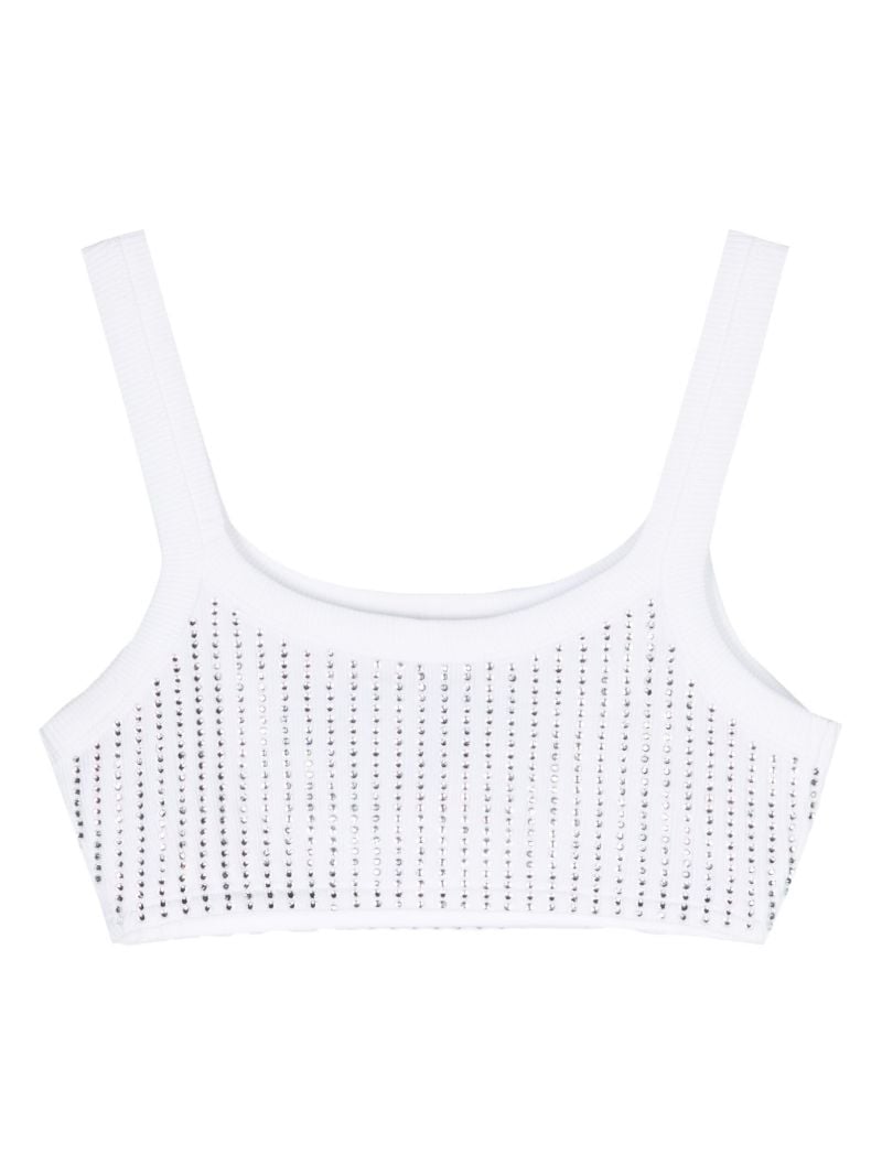White Crystal Cropped Tank Top