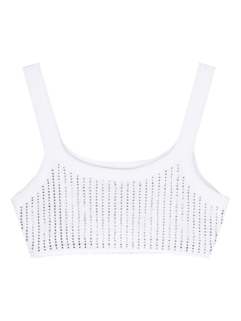 White Crystal Cropped Tank Top