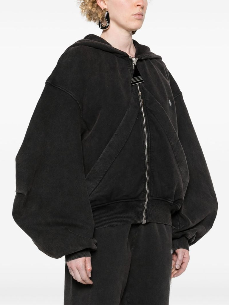 Black Zip-up Cotton Hoodie