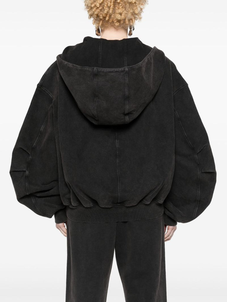 Black Zip-up Cotton Hoodie