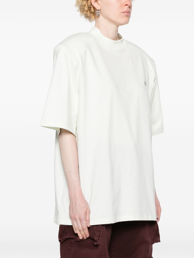 White Logo Embroidered Cotton T-shirt