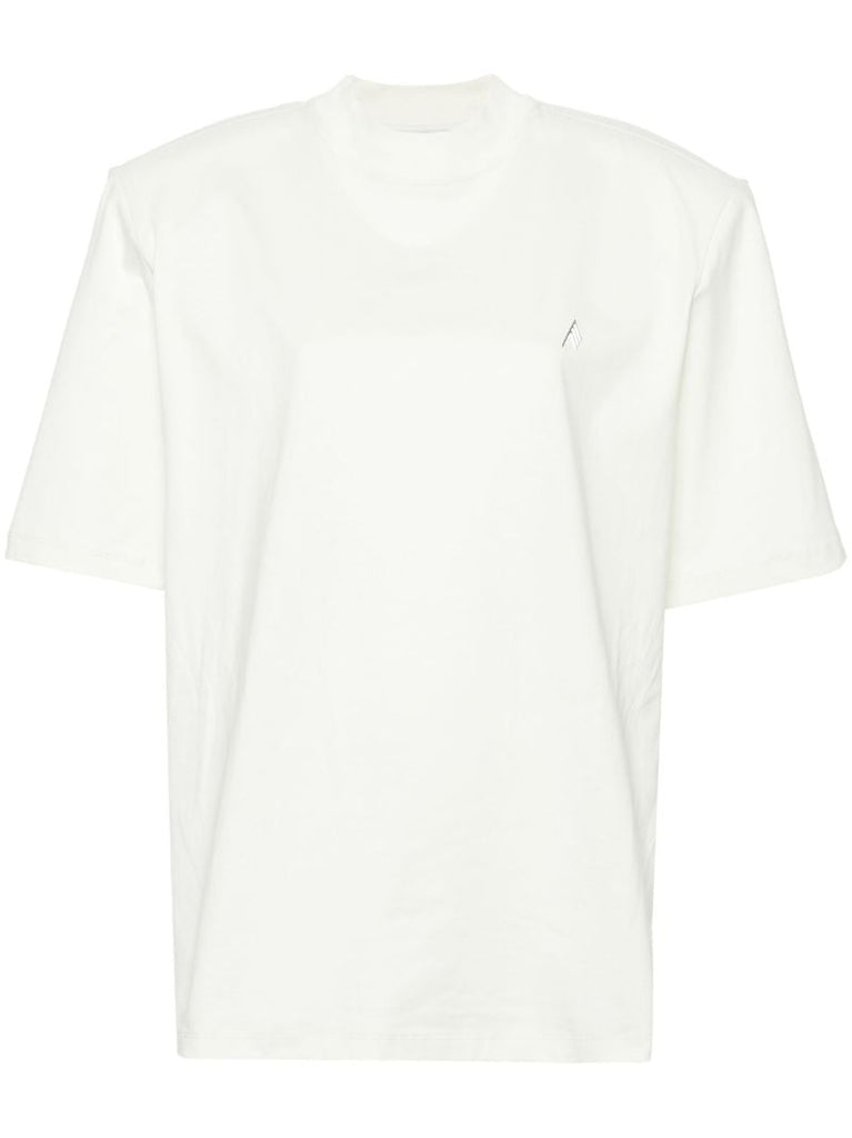 White Logo Embroidered Cotton T-shirt