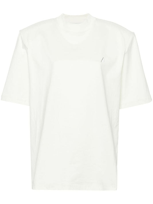 White Logo Embroidered Cotton T-shirt