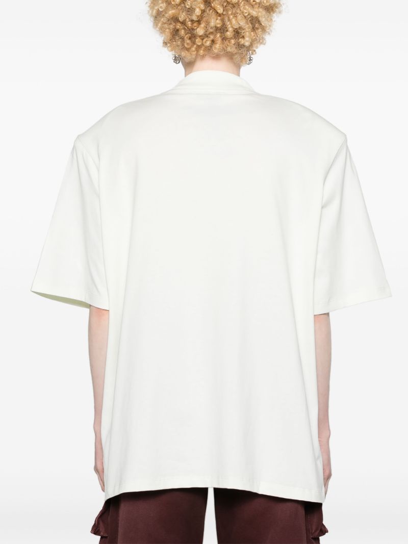 White Logo Embroidered Cotton T-shirt
