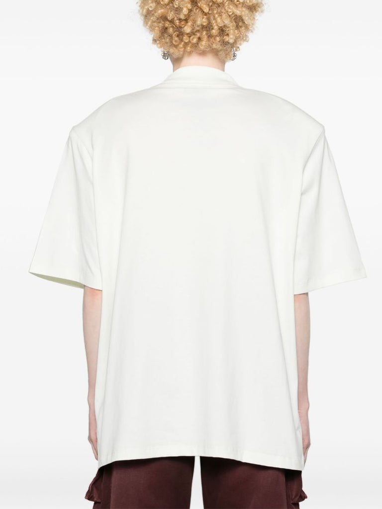 White Logo Embroidered Cotton T-shirt