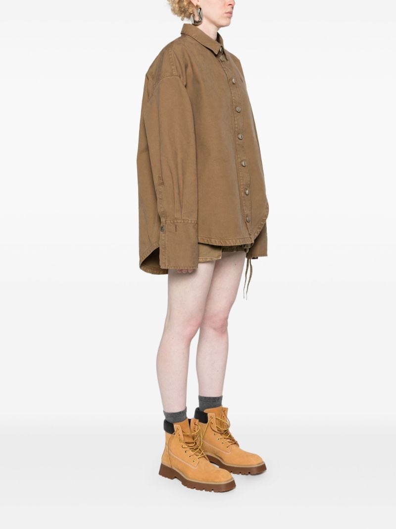 Green High-low Cotton Shirt Jacket