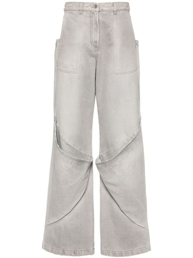 Grey Mid-rise Wide-leg Jeans