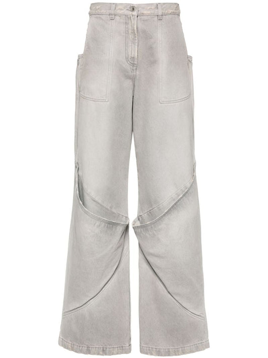 Grey Mid-rise Wide-leg Jeans
