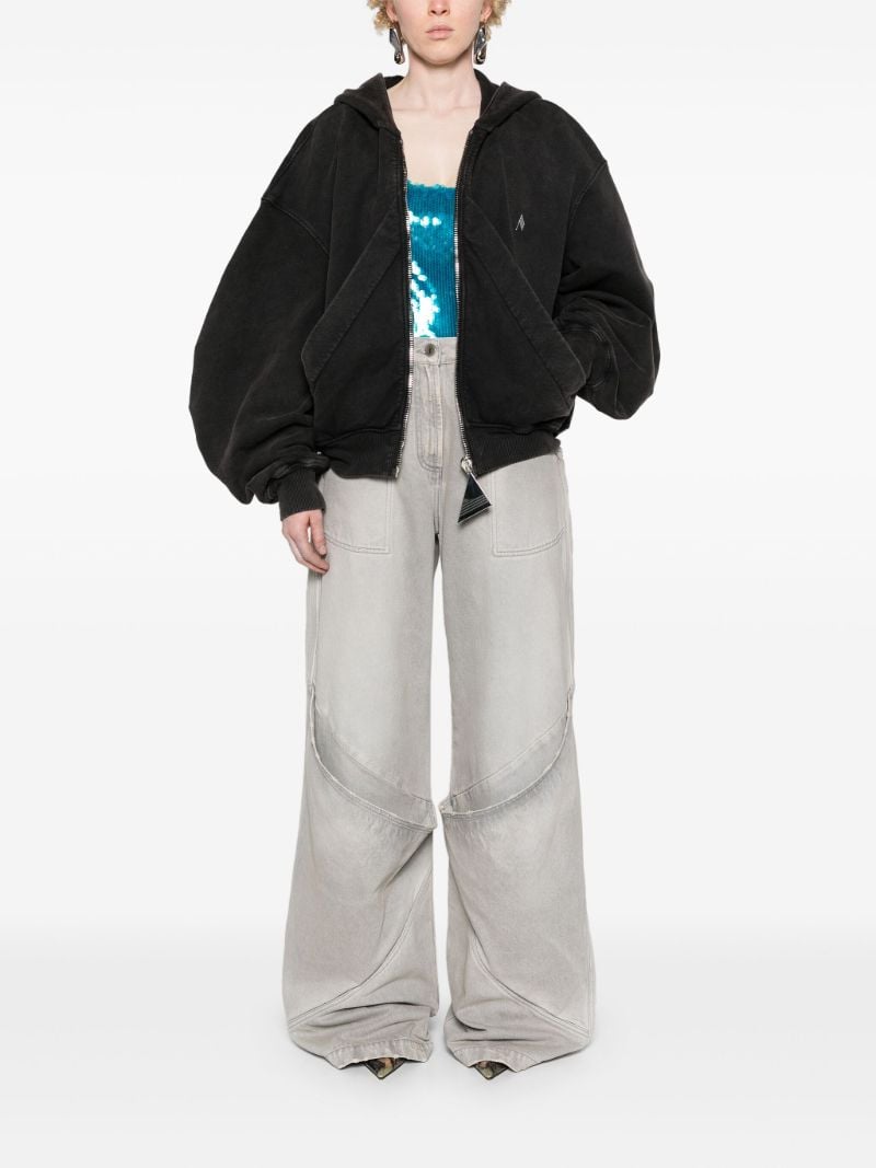 Grey Mid-rise Wide-leg Jeans