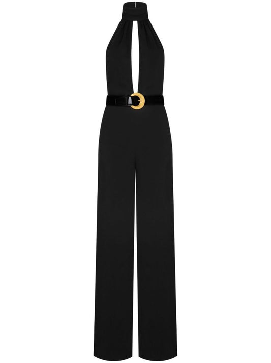 Black Halterneck Belted Jumpsuit