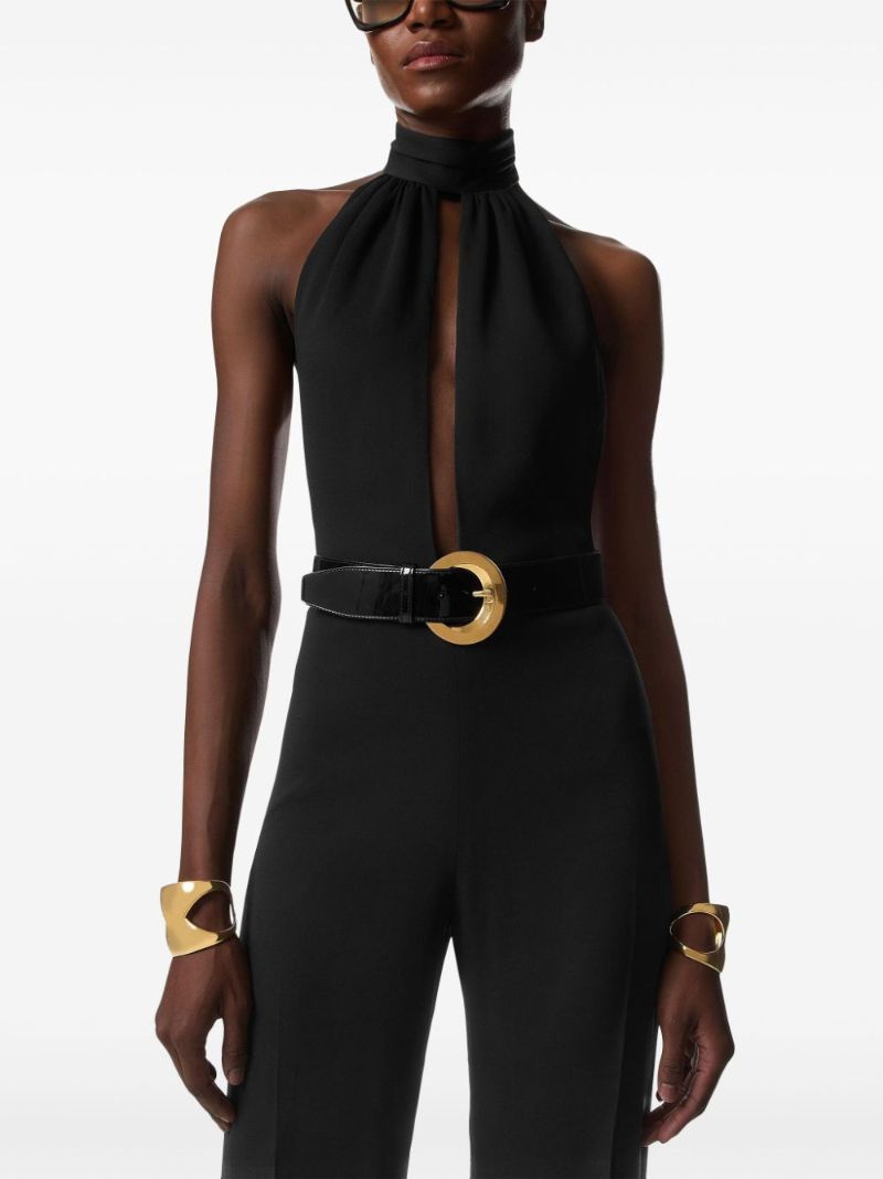 Black Halterneck Belted Jumpsuit