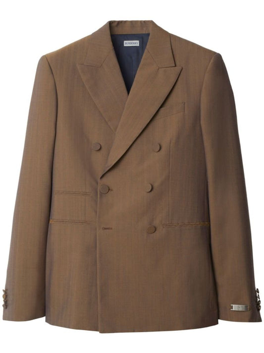 Brown Double-breasted Wool Blazer