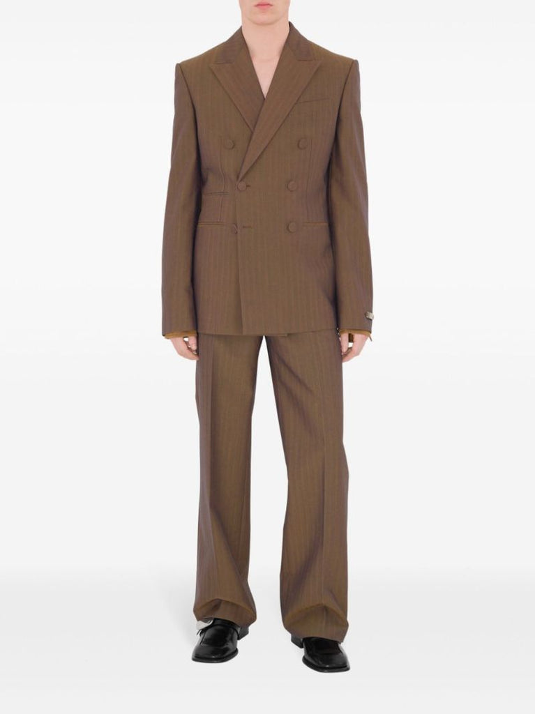 Brown Double-breasted Wool Blazer