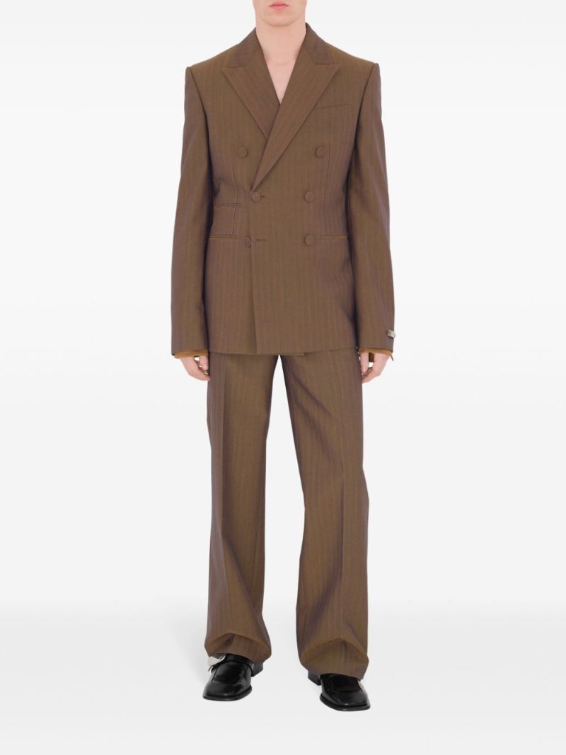 Brown Double-breasted Wool Blazer