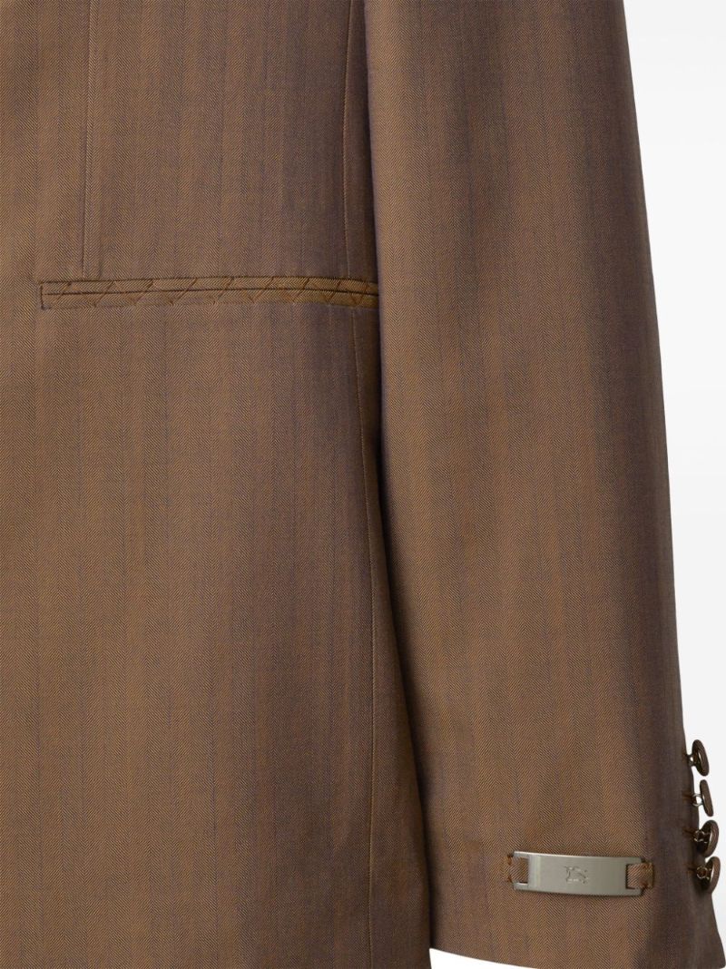 Brown Double-breasted Wool Blazer