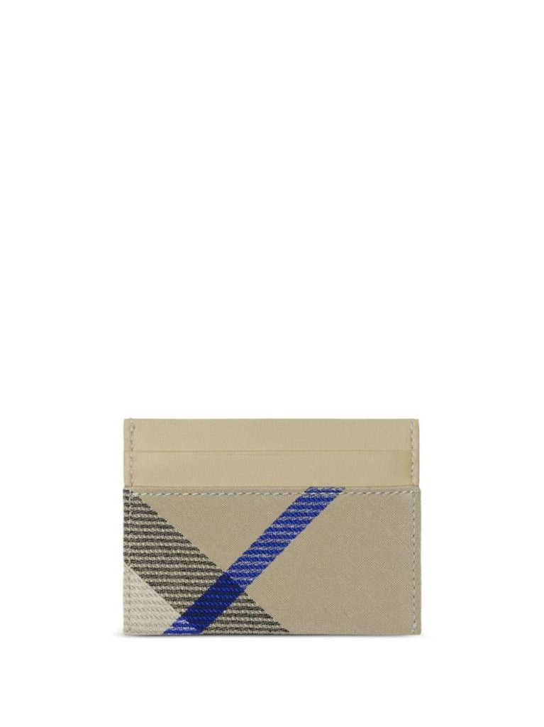 Neutral Checked Leather Card Holder