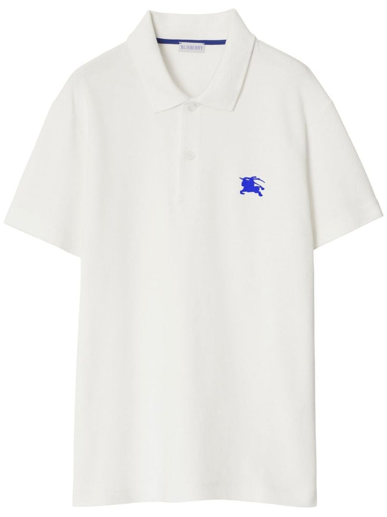White Equestrian Knight Design Cotton Polo Shirt