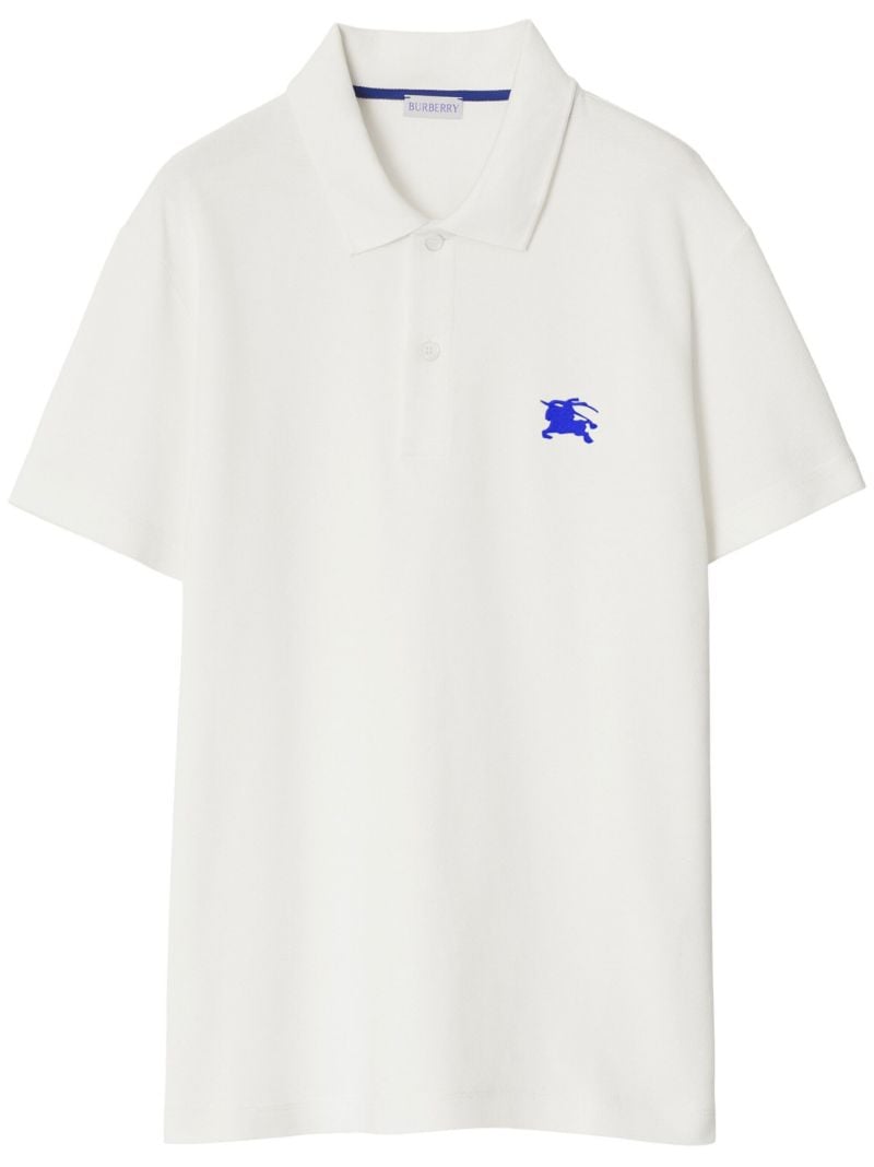 White Equestrian Knight Design Cotton Polo Shirt