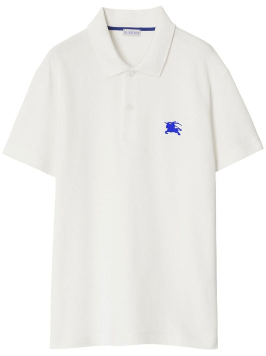 White Equestrian Knight Design Cotton Polo Shirt
