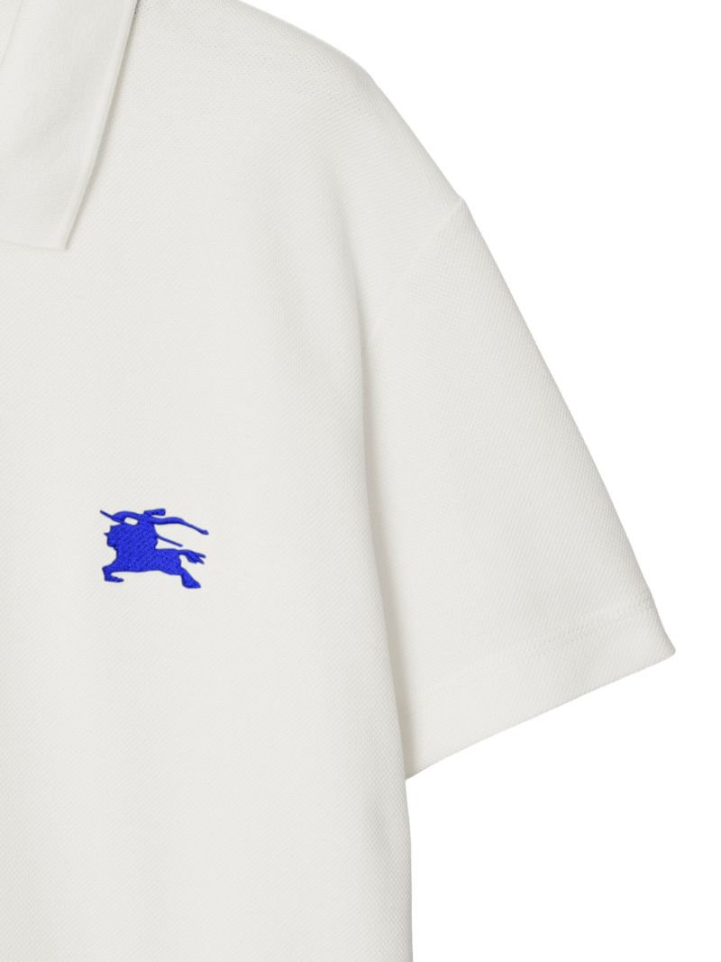 White Equestrian Knight Design Cotton Polo Shirt