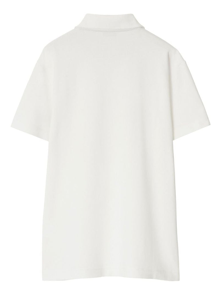 White Equestrian Knight Design Cotton Polo Shirt