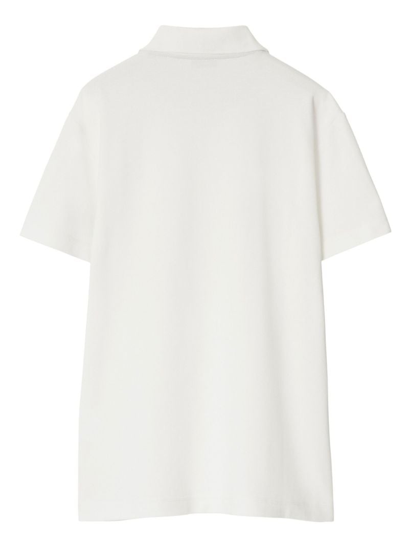 White Equestrian Knight Design Cotton Polo Shirt