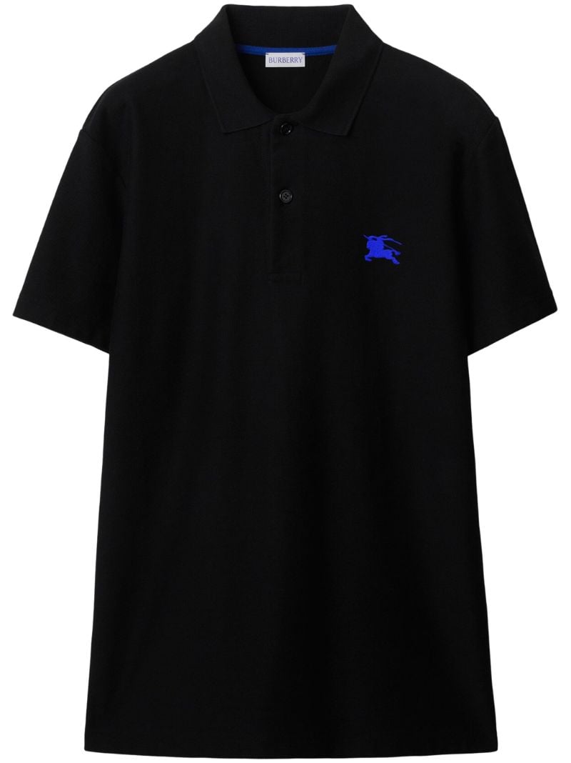 Black Equestrian Knight Design Cotton Polo Shirt